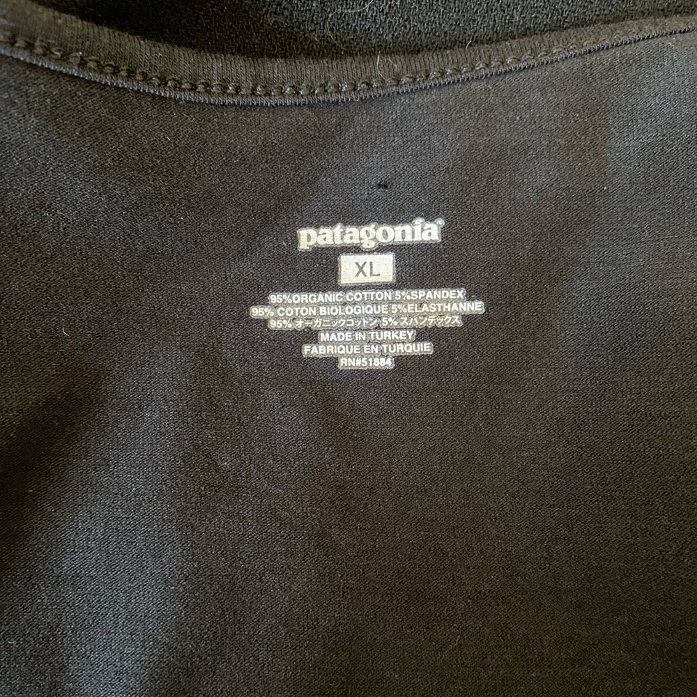 Patagonia Organic Cotton Black Dress V Neck 3/4 Sleeve Size Large - Picture 3 of 13
